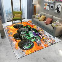 3D Monster Jam Monster Truck Animacinis Kilimas Kilimas Namų Svetainei Miegamajam Sofai Durų Kilimėlis Dekoras, Vaikų Plotas Kilimas Neslystantis Grindų Kilimėlis 40x60cm black