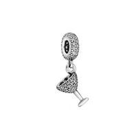 Pandora Žvilgantis Pavé Kokteilio Stiklo Pakabukas Unisex Papuošalas 791535CZ Box,Silver gray