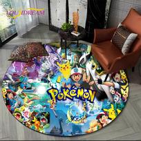 26 Style Cartoon Pokemon Cute Pikachu Round Area Rug,Carpet for Living Room Bedroom Sofa Playroom Decor,kids Non-slip Floor Mat Diameter 60cm white