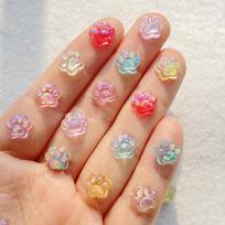50Pcs Cartoon Cat Paw Nail Art Rhinestone Beads Colorful Shiny Flat Back DIY Scrapbook Manicures Accessories Crafts beige