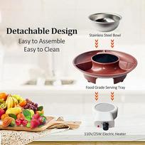 ABIYY-Fondue Pot Set,Electric Chocolate Fondue Maker with 4 Forks, Cheese Melting Fondue Machine Kit,Temperature Ctrol.EU Plug NONE gray