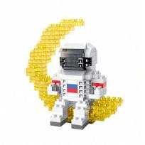 Kūrybingas animacinis kosmoso ir aviacijos serijos astronautas, aviacijos raketa, mikros statybiniai blokeliai, pasidaryk pats surinkimo modelis, edukaciniai žaislai vaikams yellow