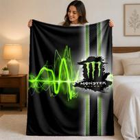 Monster Energy Print Flannel Blanket Cozy Warm Plush Throw Blanket For Bed Sofa Couch Indoor Household Use 75x90cm