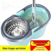 Automatic Spin-Dry Household Mop with Hands-Free Telescopic Handle gray