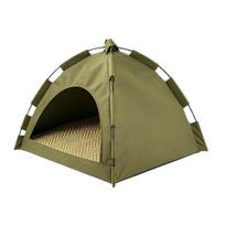 Removable Canvas Pet Tent Bed Semi-Enclosed Cat House Dog Cave Hut Washable Indoor Sofa Basket with Room Decor Features for Cats M 40x40cm žalia