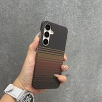 Business Sunset Carbon Fiber For Magnetic Case for Samsung Galaxy S25 Ultra S24 Plus Wireless Charging PC Lanyard Chain Cover Galaxy S24 gray