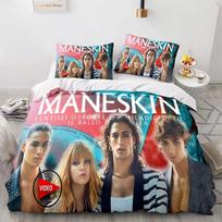 Maneskin Rock Band Maneskin Damiano David Duvet Cover Double Twin Full Queen King Adult Boys Bedclothes Quilt Cover EU Single 135*200cm/53x79in 3pcs blue