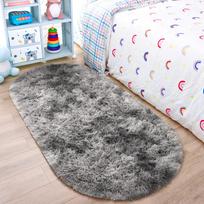 Long Plush Oval Area Rug Super Soft Fluffy Bedroom Bedside Rug Kids Room Nursery Dorm Floor Mat Home Decor 40x60cm 16x24inch