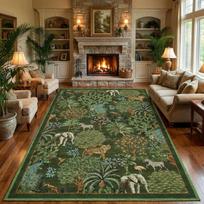 Exotic Tropical Forest Animal Printed Area Rug Nature Inspired Safari Decor Floor Mat For Living Room Household Space Decor 60x90cm