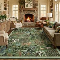 Exotic Tropical Forest Animal Printed Area Rug Nature Inspired Safari Decor Floor Mat For Living Room Household Space Decor 80x120cm