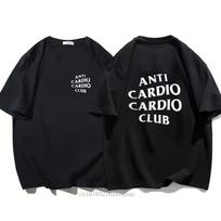 Clothes Anti Cardio Club T shirt Gym Life Letter Print T-Shirt T shirt for Women Male Tee Summer XL black