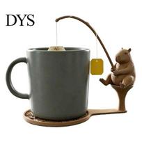 Whimsical Garden Decor Fishing Friends Tea Bag Holder, Cute Resin Teabag String Keeper, Animal Holder Decor, Fun Kitchen Counter Accessory, B