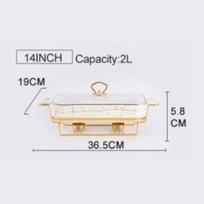 Nordic Ceramic Food Warmer 12/14/16in Rectangular Restaurant Soup Pot Insulation with Lid Chafing Dish Casserole Serving Buffet
