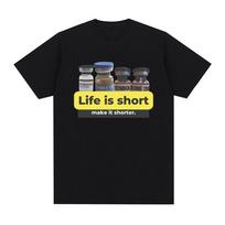 Life Is Short Make It Shorter Tren Trenbolone Tshirt Unisex Unisex Funny Gym Short Sleeve Tshirts 100 Cotton Casual Loose T Shirt 4XL gray