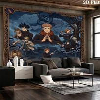 Jujutsu Kaisen Wall Tapestry Aesthetic Wall Hanging Printed Fabric Blanket Decorative Tapestries For Bedroom Living Room Home Decor 100cm x 150cm