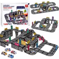 Magnetic blocks CAR TRACK 168 pieces + 4 cars and road signs ZA6446