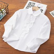 Berniuko balti marškiniai vaikams mėlyni studentų mokyklinės uniformos sceniniai drabužiai ilgomis rankovėmis mergaičių balti marškinėliai 7y brown