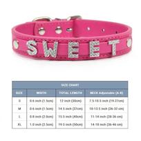 (Free Bling Rhinestone Letter)Custom Pet Cat Dog Collar Leather Puppy Collars For Small Medium Dogs Target Personalized Id Name S(Neck19-27cm) pink
