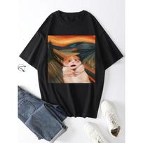 Funny Screaming Hamster Graphic Print Creative Top Casual Short Sleeve Crew Neck T-shirt Clothing for Summer  Women Clothing XXXXXL juoda
