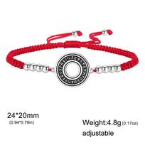 Viking Norse Runic Red String Bracelet Hollow Circle Rune Amulet Adjustable Braided Lucky Cord Nordic Runic Charm Jewelry Gifts gray