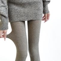 Autumn/Winter Vertical Striped Thermal Wool Leggings Thigh High Stockings Women Tights Lingerie Slim Stockings Leggings Tights One Size gray