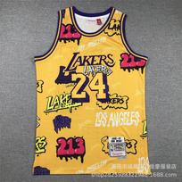 Amerikietiški marškinėliai Lakers Knicks Magic Specialūs retro stiliaus tendencija sportas ir laisvalaikis grafiti kamufliažas krepšinio marškinėliai vyrams L blue