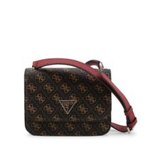 Guess, Noelle, 4G Logo, Textile Crossbody Bag, Brown, hwql78 79780, 18.5 x 14.5 x 7 cm, For Women