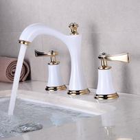 BAKALA Black Basin Faucet Deck Bathroom Faucet Installation White Hole 3 Double Handle Copper Chrome Hot and Cold Water Tap balta