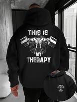 Gym weightlifting muscular figure vintage letter back print men hip hop sports hoodie fitness casual loose pullover XL