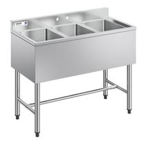VEVOR 3 Compartment Sink, 18-Gauge 304 Stainless Steel, 254x356x254 mm Bowl Size 25.4 x 35.6 x 25.4 cm