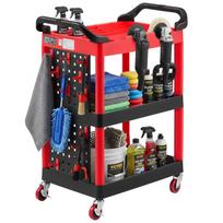 VEVOR Utility Cart, 136 kg Capacity, 3 Tier Service Cart with 360 degrees Swivel Wheels (2 with Brakes) 65 x 42.5 x 6.5 cm
