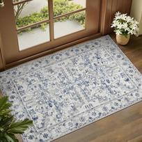 Persian Style Floral Area Rug Living Room Bedroom Decor Soft Crystal Velvet Floor Mat Washable Long Rectangle 200x300cm Stain-Resistant Crystal Fiber