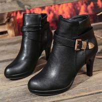 Fashion Pointed Toe Ankle Boots Women Autumn Winter Black Super High Heel Boots for Woman Buckle Detor Zipper Up Booties Ladies 42 gray