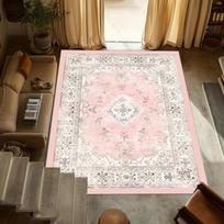 Vintage Bohemia Floral Carpet Blush Pink Area Rug Non-slip Living Room Bedroom Mat for Home Decor Machine Washable 120x160cm