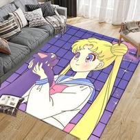 Sailor Moon Flannel Pattern Square Carpet,Area Rug,Carpet Rug for Living Room Bedroom Sofa Playroom Decor,Non-slip Floor Mat 40x60cm( 15x23in )