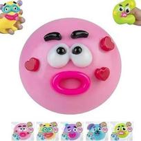 Minkštas streso kamuoliukas žaislas: Minkštas lėtai atsistatantis Fidget spaudomas kamuoliukas su mielomis veidelio emocijomis, saugus ir netoksiškas vaikams ir suaugusiems, smagus vakarėlio atributas 1pcs rožinė