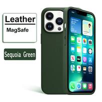 Prabangus odinis dėklas, skirtas Apple IPhone 14 15 Pro Max 13 12 13pro IPhone14 Magsafe Case Magnetinis įkrovimo apsauginis dangtelis iPhone 15 plus žalia