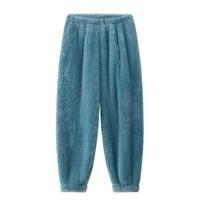 Žieminės pižamos kelnės storos pliušinės elastinės juosmens laisvas, šiltos kojas surišantis dizainas unisex namų drabužiai XXL gray