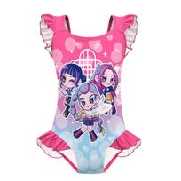 Vaikams Mergaitėms Anime Animacinis K-Pop Rumi Zoey Mira Spausdintas Rankovių Neturintis Klostytas Viengubas Maudymosi Kostiumas 150cm pink