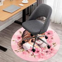 1pc Motherhood, Love Round Chair mat Area Rug - Non-Slip, Floor Mat for Office, Bedroom, home decor Christmas Gift p0811045 80cm black