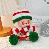 Mini Doll'S Clothes Outfit Accessories For Labubu Idol V1 V2 Christmas Cookie Man Sweater Hat New Year Clothes Gift red
