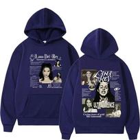 Retro Puloveris su gobtuvu Dainininkė Lana Del Rey Muzikos Albumas Madingas Megztinis Vyrams Moterims Hip Hop Hoodie Vilnos Gatvės Apranga M black