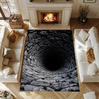 Infinite Cube Area Rug 3D Optical Illusion Carpet Stone Geometric Non Slip Living Room Home Decoration 40X60cm black