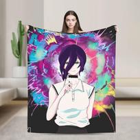 Anime grandininio pjūklo Reze itin šilta antklodė Kelioninė pliušinė patalynė pledai Naujoviškas sofos kėdės flanelinis lovatiesis sofos lovos užvalkalas 75cmx90cm blue