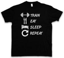 Train Eat Sleep Repeat Graphic Workout Fitness Gym T-shirt L white