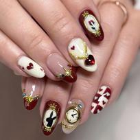 24 Pcs Caramel Almond Press On Nails With Star And Brown Spots Fake Nails Gift For Girls Friends brown