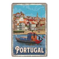 Metaliniai skardos ženklai Liucerna Portugalija Sienų dekoracija Plaketas Vintažinis meno plakatas Geležies tapyba Vyro urvui Namų kavinei Sodo klubui Barui 20x30cm（7.8x11.8inch） brown