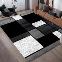 Modern Blue Grey Block Area Rug Non-Slip Floor Mat Living Room Bedroom Industrial Home Decor 70x100cm