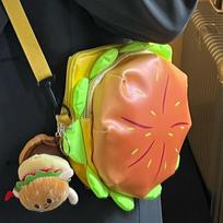 3D Cartoon Cheese Burger Crossbody Bag: Cute, Versatile Shoulder Bag & Funny Small Backpack for Women beige