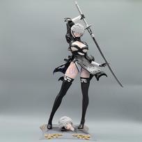 33cm 2B Pod 042 YoRHa No. 2 Type B 1/6 Two Head Ver Japanese Anime PVC Action Figure Toy Game Collectible Model Doll no box gray